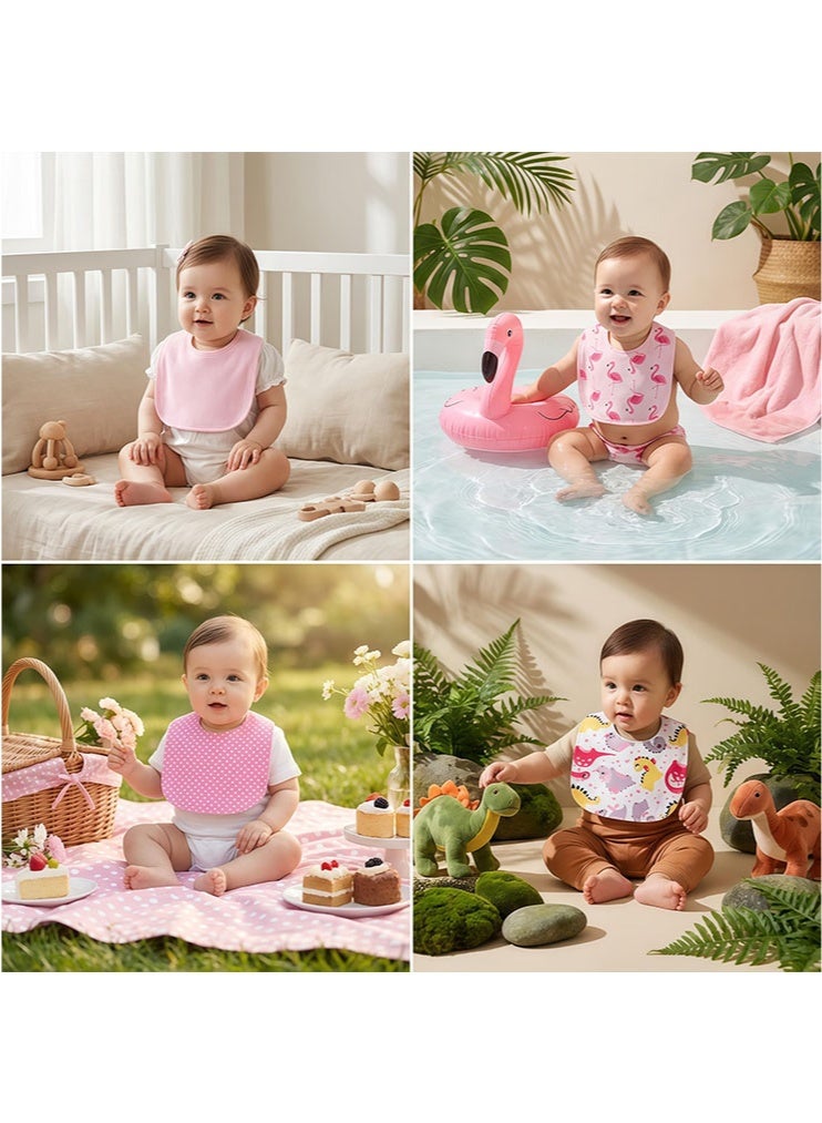 الوجبة مجموعة مرايل أطفال من 4 قطع، مصنوعة من القطن 100%، قابلة للتعديل، ماصة، مناسبة للأولاد والبنات، مرايل للجنسين، للأطفال الرضع والأطفال الصغار للتغذية والتسنين، مقاومة للبقع وجيدة التهوية - Image 4